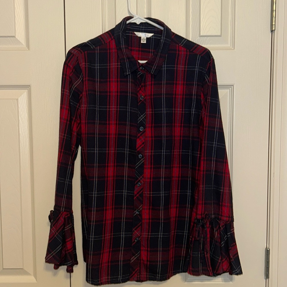 Time and true ladies button down shirt